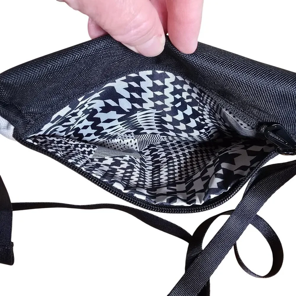 Nike Futura Sportswear Crossbody Bag Plaid Black White Swoosh 10x7x1 Adj. Strap